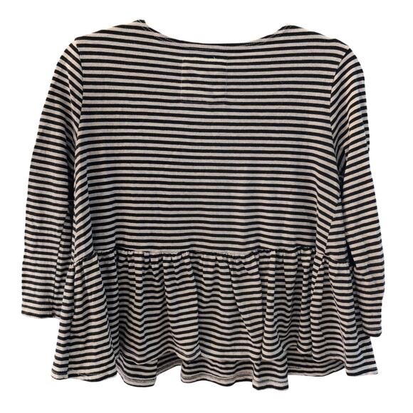 We The Free Free People Women’s Striped Peplum Long Sleeve Top Black Gray S - Picture 2 of 7
